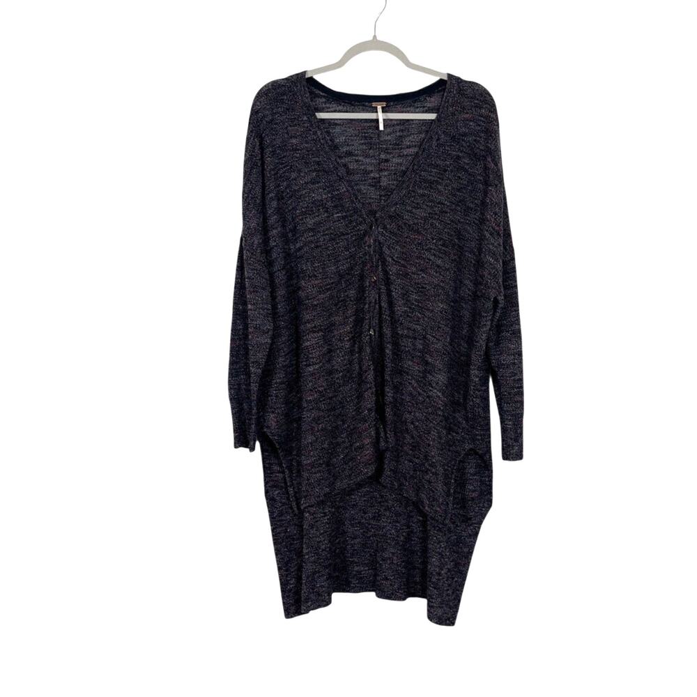 Free People TGIF Oversized Slouchy Hi Low Cardigan Sweater Marled Small Boho